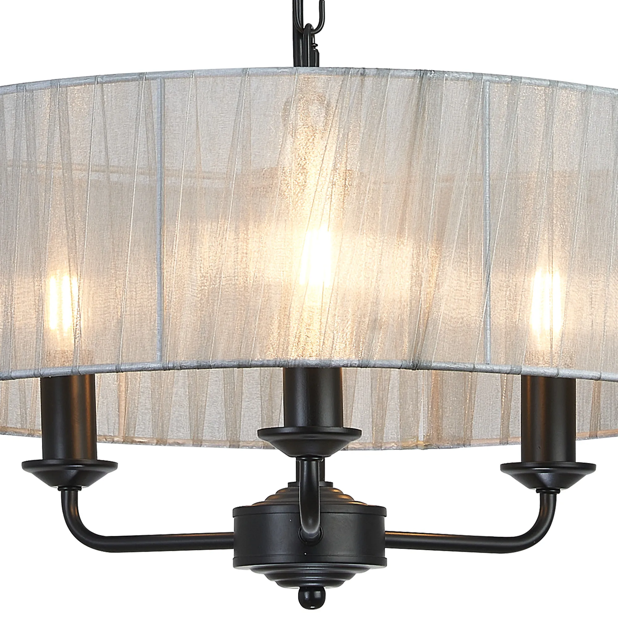 Banyan 45cm 3 Light Pendant Matt Black, Grey DK1031  Deco Banyan MB GR